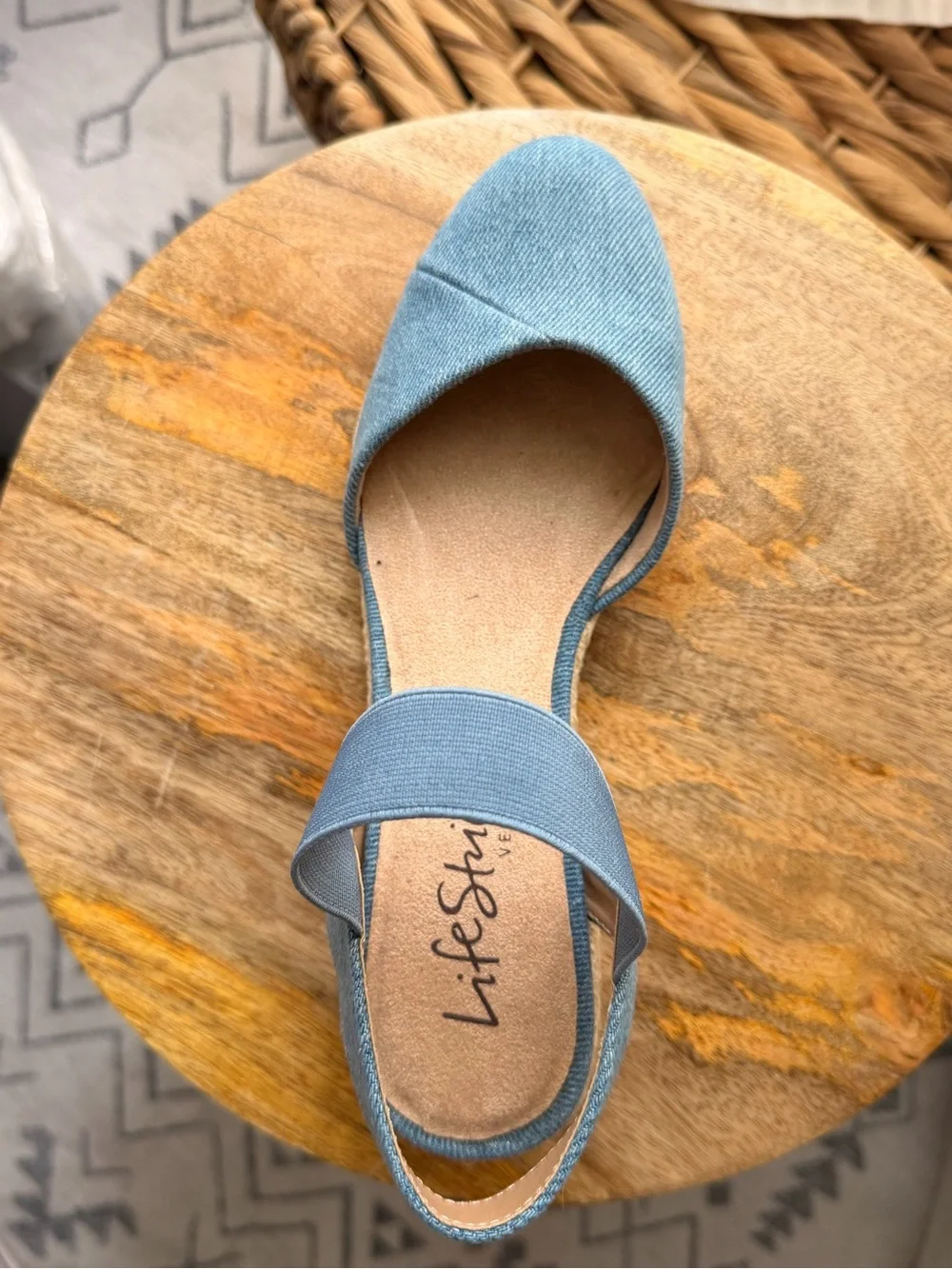 LifeStride Kimmie Denim Espadrille Wedge Sandals Sz 7